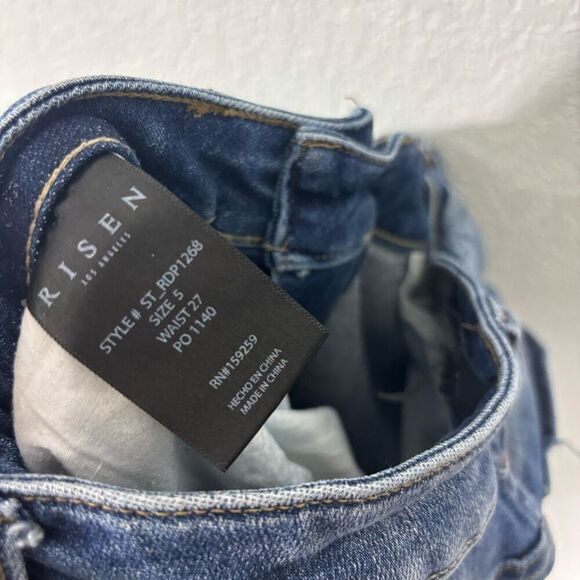 Risen Jeans High Waisted Distressed Straight Leg Jeans Women's Size 27 - Picture 7 of 8